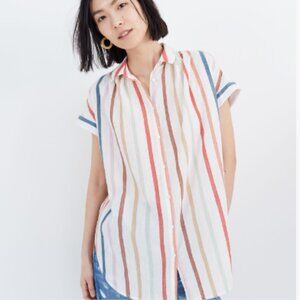 Madewell Gauze Central Tunic Shirt in Rainbow Stripe - Size Medium